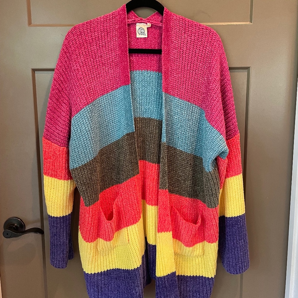 Cute Oversized Rainbow Cardigan, super soft! Like New!